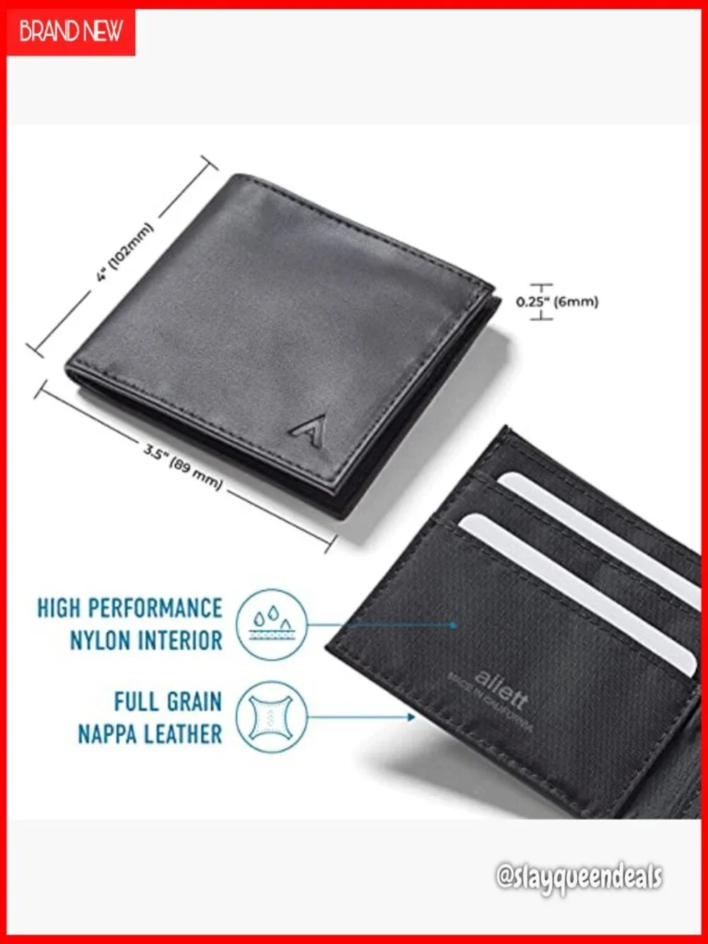 Slim RFID Blocking Leather Bifold Wallet, Holds 12+ Cards & Cash